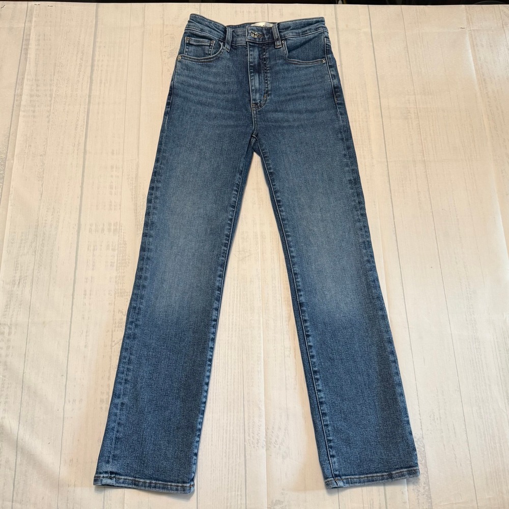 FRAME The Pencil Crop Jeans High Rise Medium Wash Denim Size 24